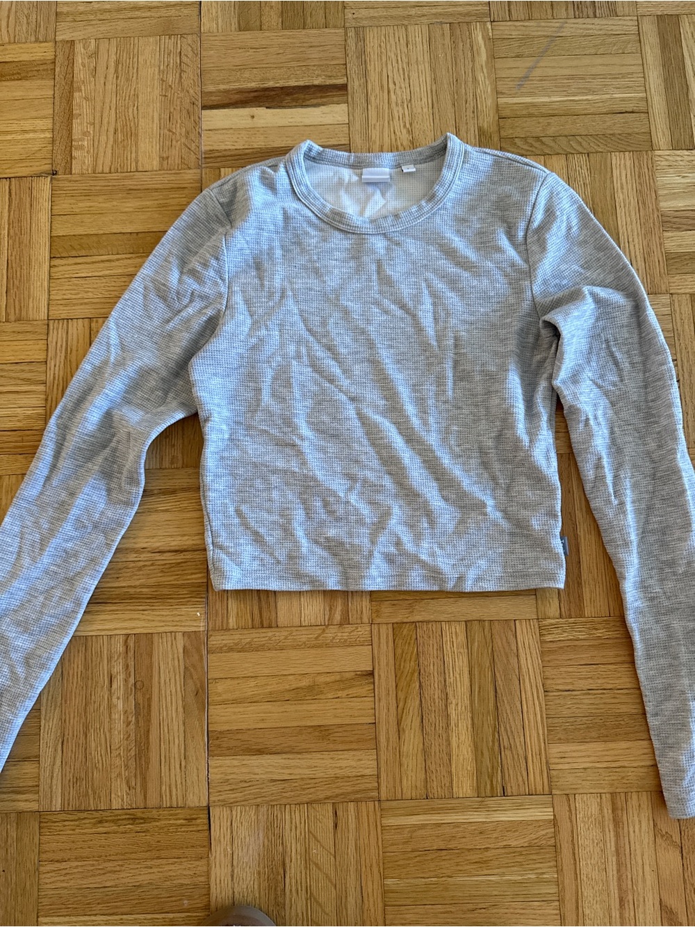 Women's Gray Long-Sleeve Cropped Top